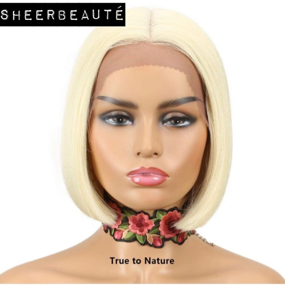 Short Platinum Blonde Bob Lace Wigs